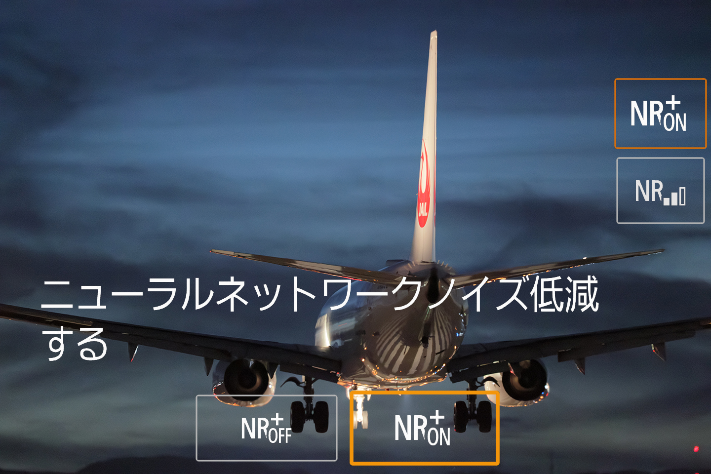 カメラ内RAW現像でニューラルネットワークノイズ低減を「する」に設定し、「弱め」「標準」「強め」の3段階から効果を選択して適用する