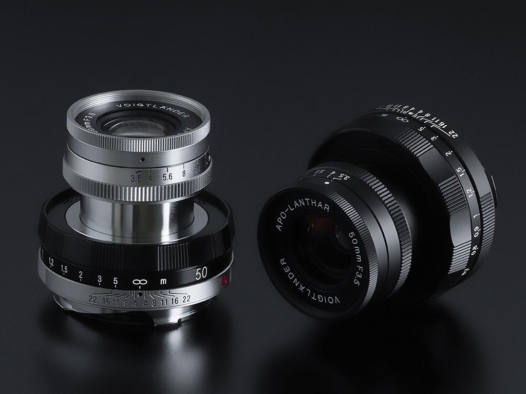 APO-LANTHAR 50mm F3.5 Type I（左からツートン、マットブラックペイント）