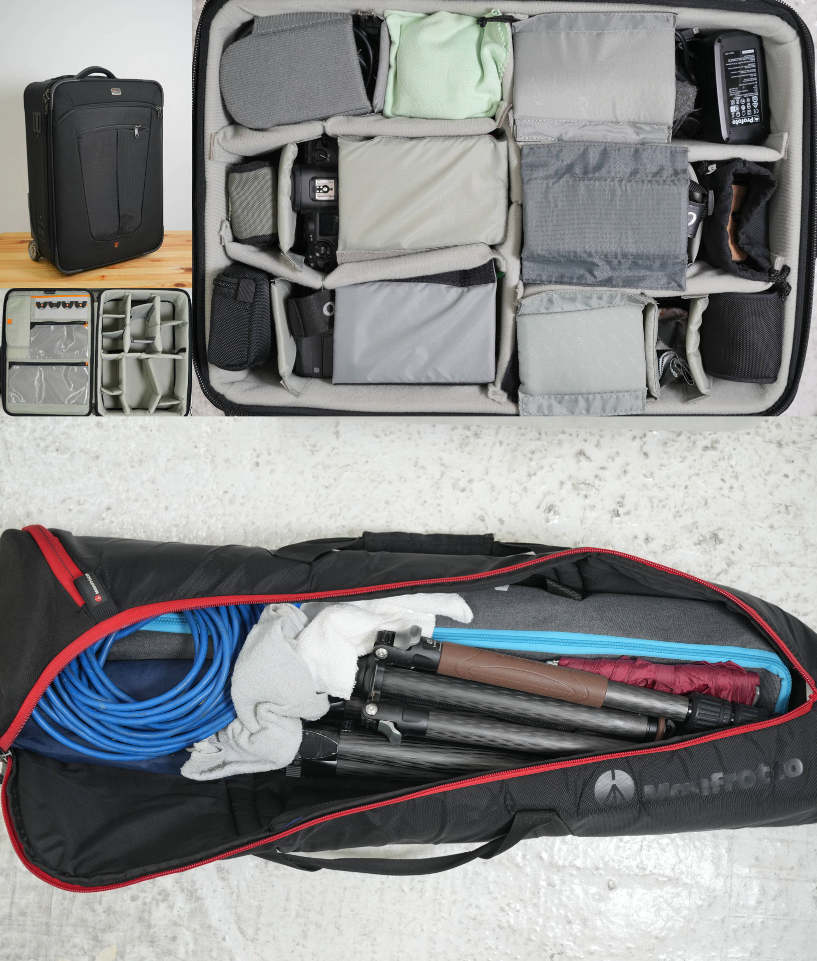 機材キャリーと長物のパッキングの様子