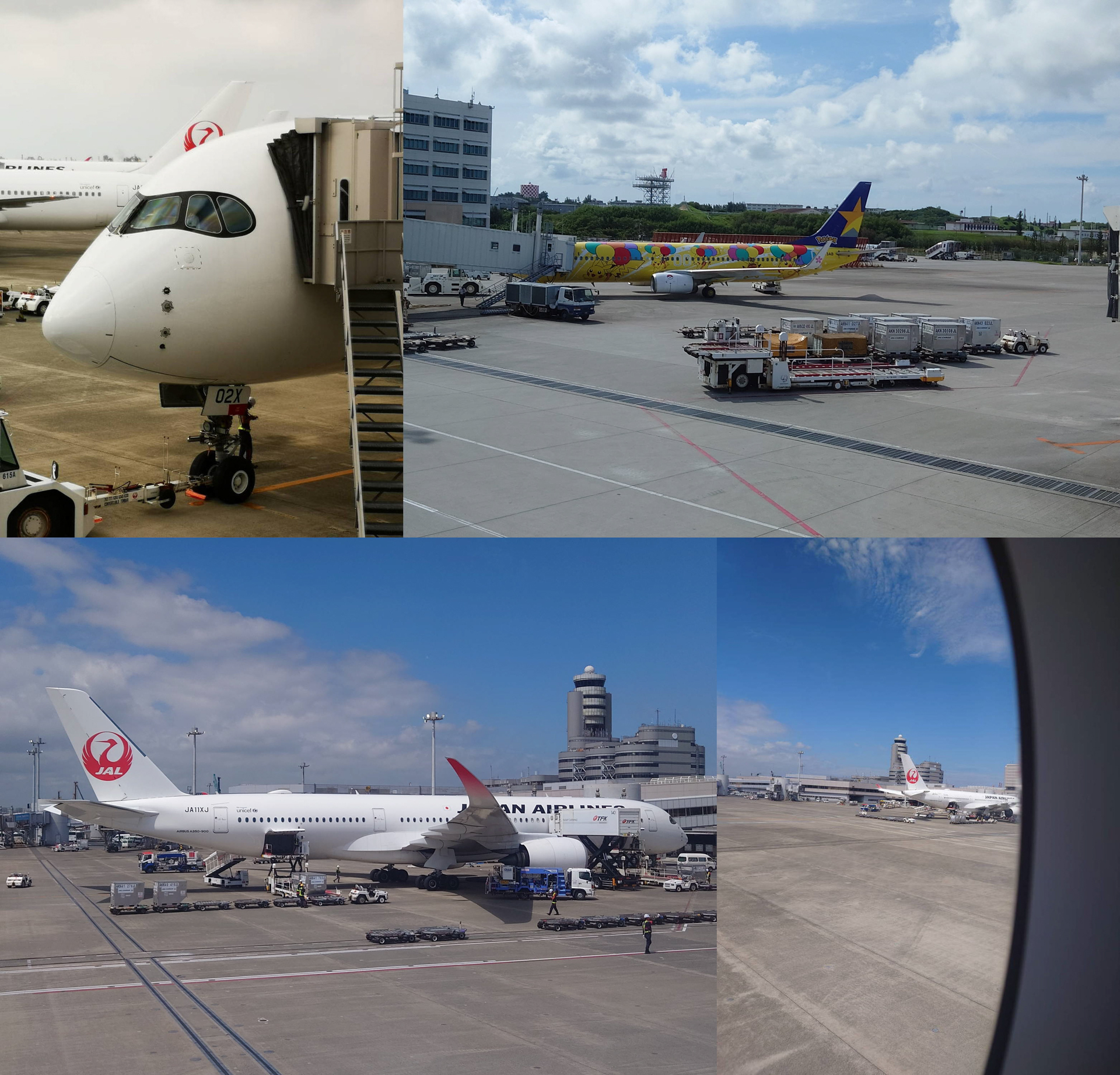 自分が乗る飛行機や可愛らしい機体、外の様子など