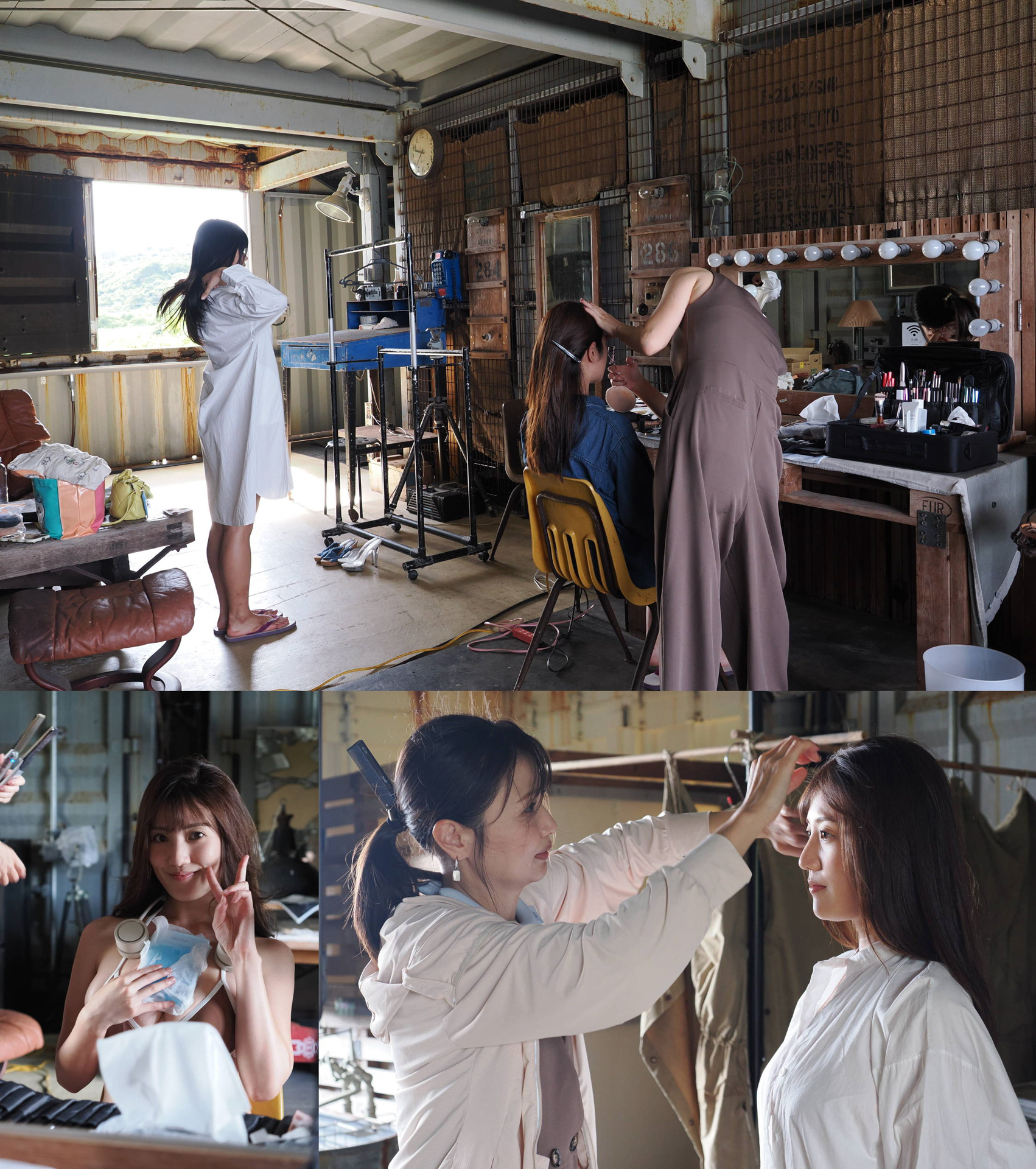 みことちゃんは先にホテルでヘアメイクを済ませておきスタジオで衣装に着替え、綾ちゃんはメイクスタート