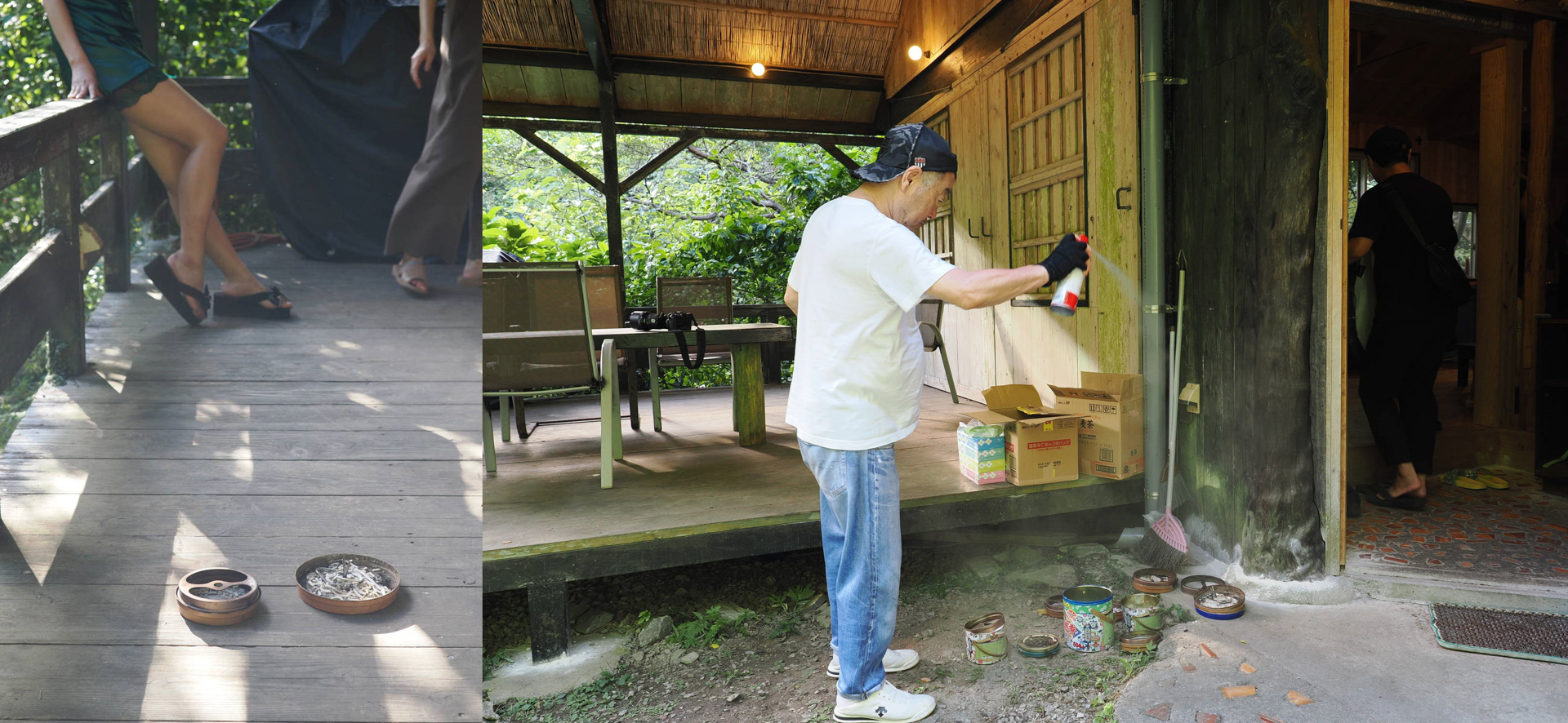 複数の蚊取り線香を用意しあちこちに設置した。お借りしている場所では特に後始末をきちんとすることが大切