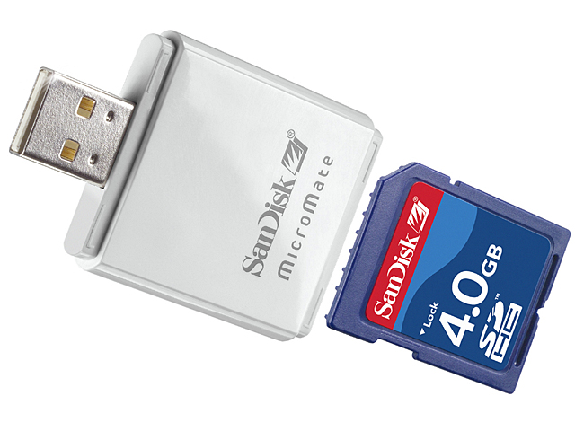 SanDiskのSDHCメモリーカードとUSBメモリカードリーダー「MicroMate USB 2.0 reader」