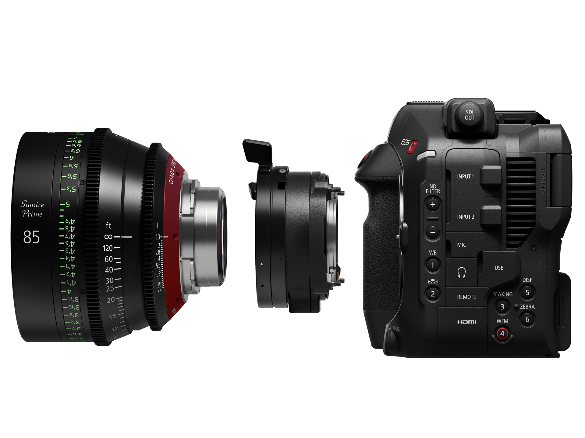 EFレンズやPLマウントレンズ用のマウントアダプターも用意