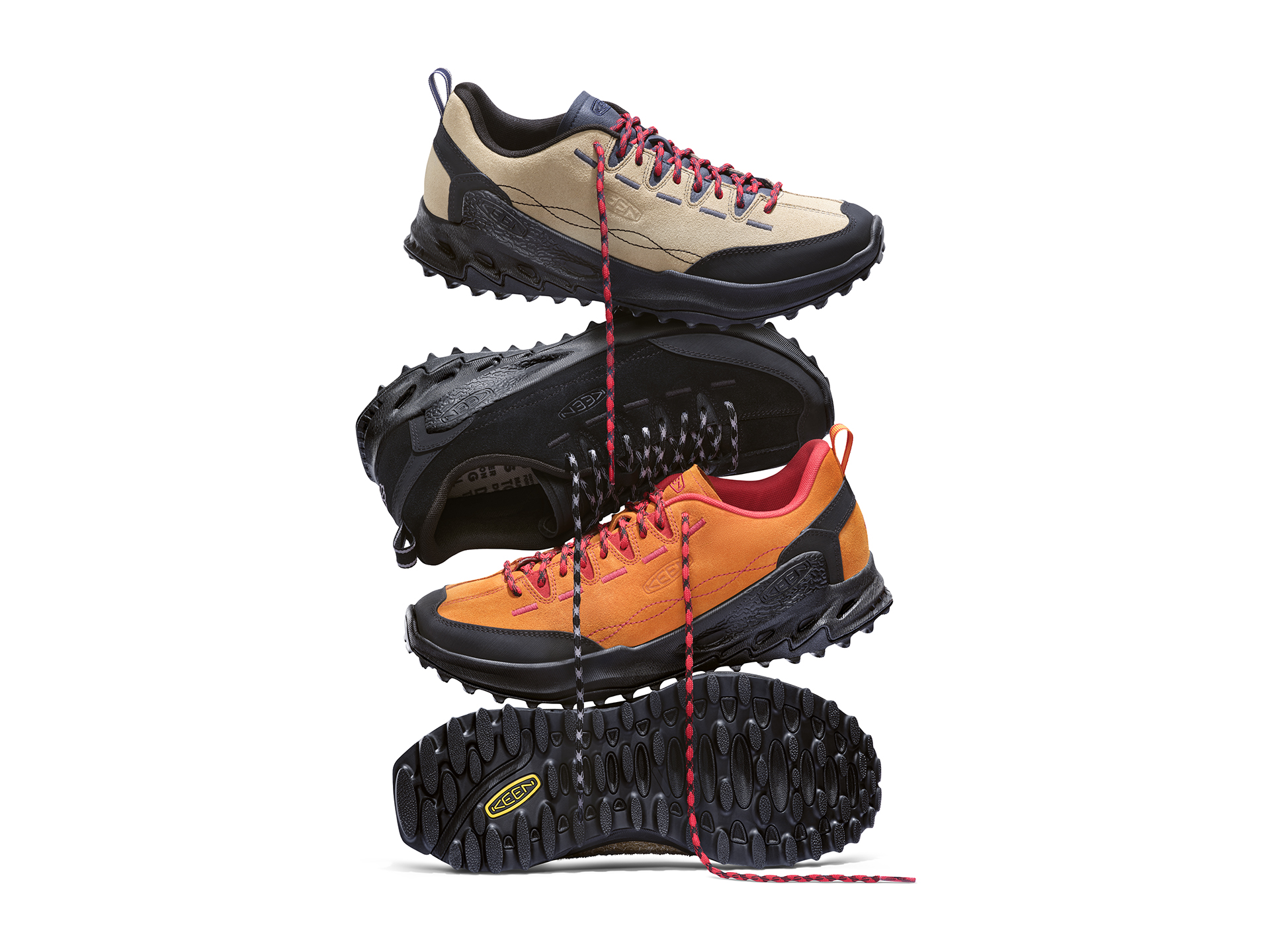 「JASPER ZIONIC」上からSafari/Sky Captain、Aura Orange、Black/Alloy、Black/Alloy