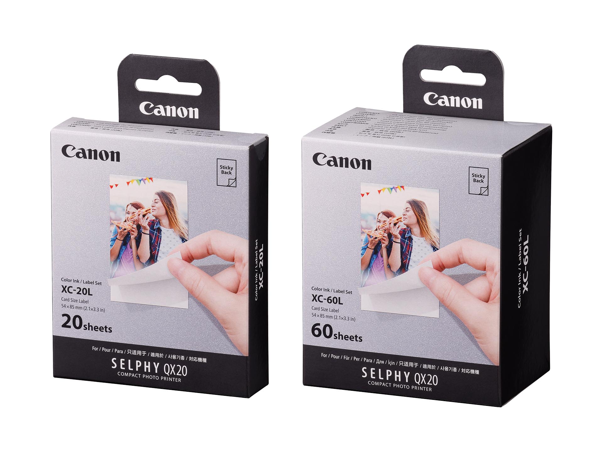 左からカラーインク/ラベルセットXC-20L、XC-60L