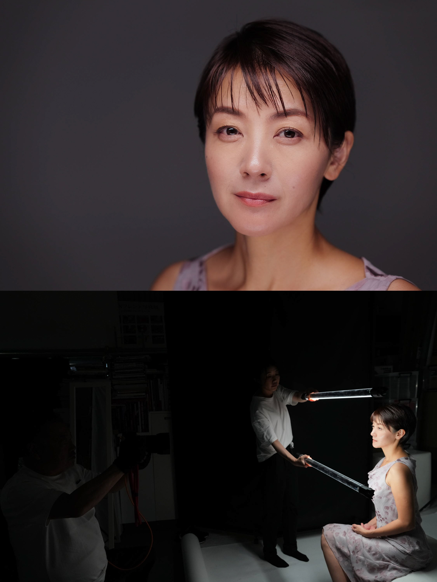 （上）ライカ SL3／シグマ 85mm F1.4 DG DN|Art／絞り優先AE（F2.5、1/800秒、－0.3EV）／ISO 800　 NANLITEのスティック型LEDライトを2本使用