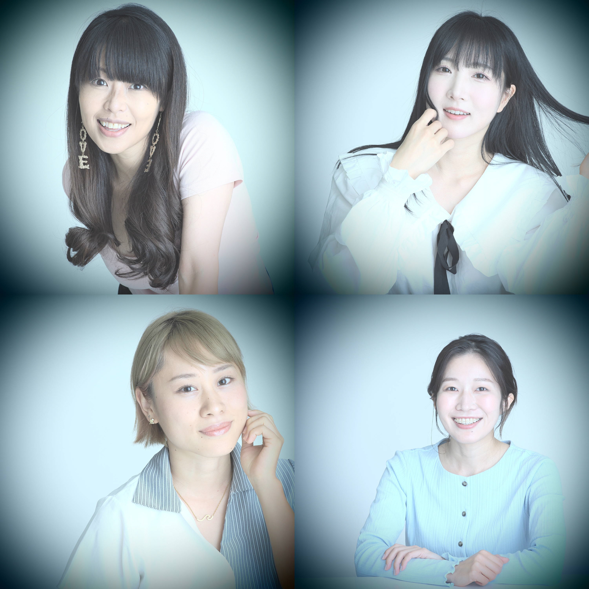 共にOM SYSTEM OM-1／M.ZUIKO DIGITAL ED 40-150mm F2.8 PRO／マニュアル（F5.6、1/120秒）／ISO 200／アートフィルター デイドリーム＋ピンホール効果　モデル：（左上）黒崎あい（右上）イ・リン（左下）松﨑瞳（右下）ヘアメイクの今家さん　全てノーレタッチの撮って出し