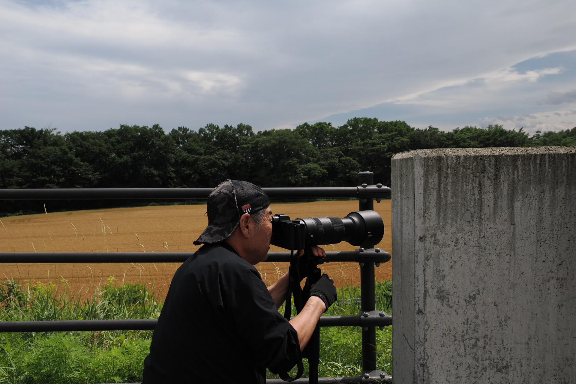 芽室の大カーブにて、撮影風景