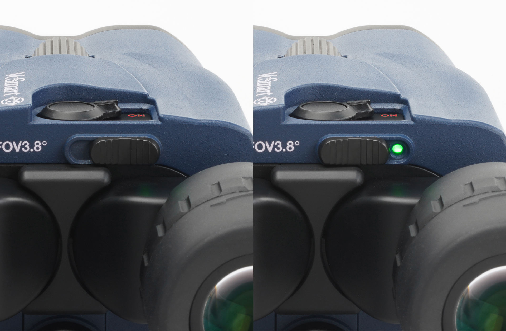 パイロットランプを隠せる遮光シャッターを装備