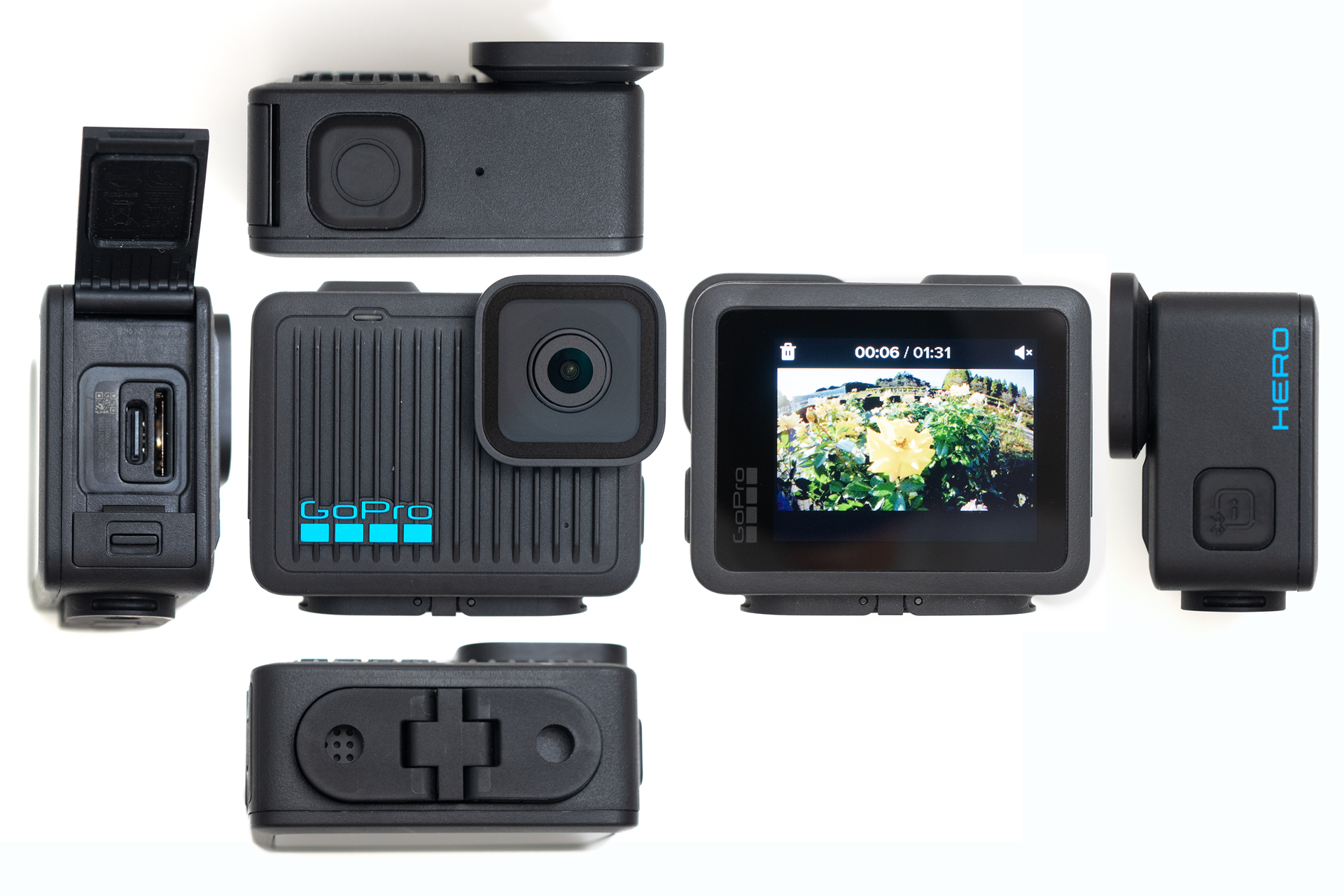 HERO本体の展開図。マイクは前面と上面の2か所、スピーカーは折りたたまれたフィンガーの奥に設置されている