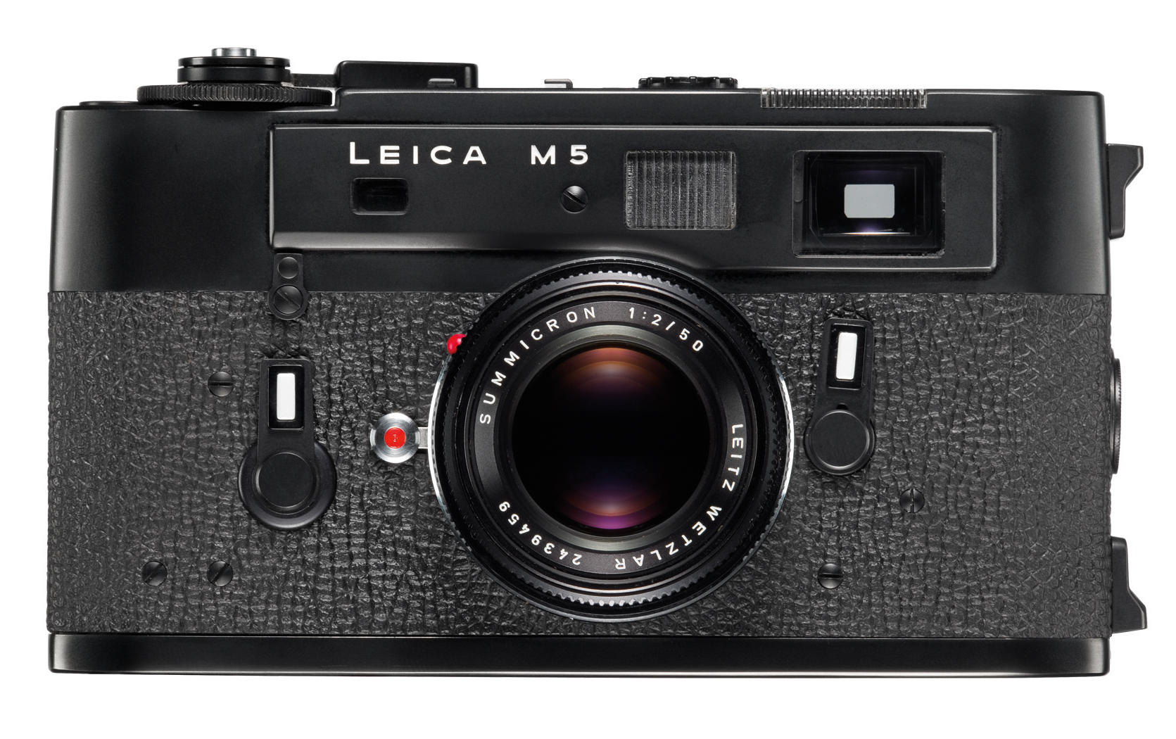 ライカM5（1971年）。M型ライカとして初めて露出計を内蔵。レンズ後端とシャッターの間に、受光素子の付いた“腕木”を出して測光した