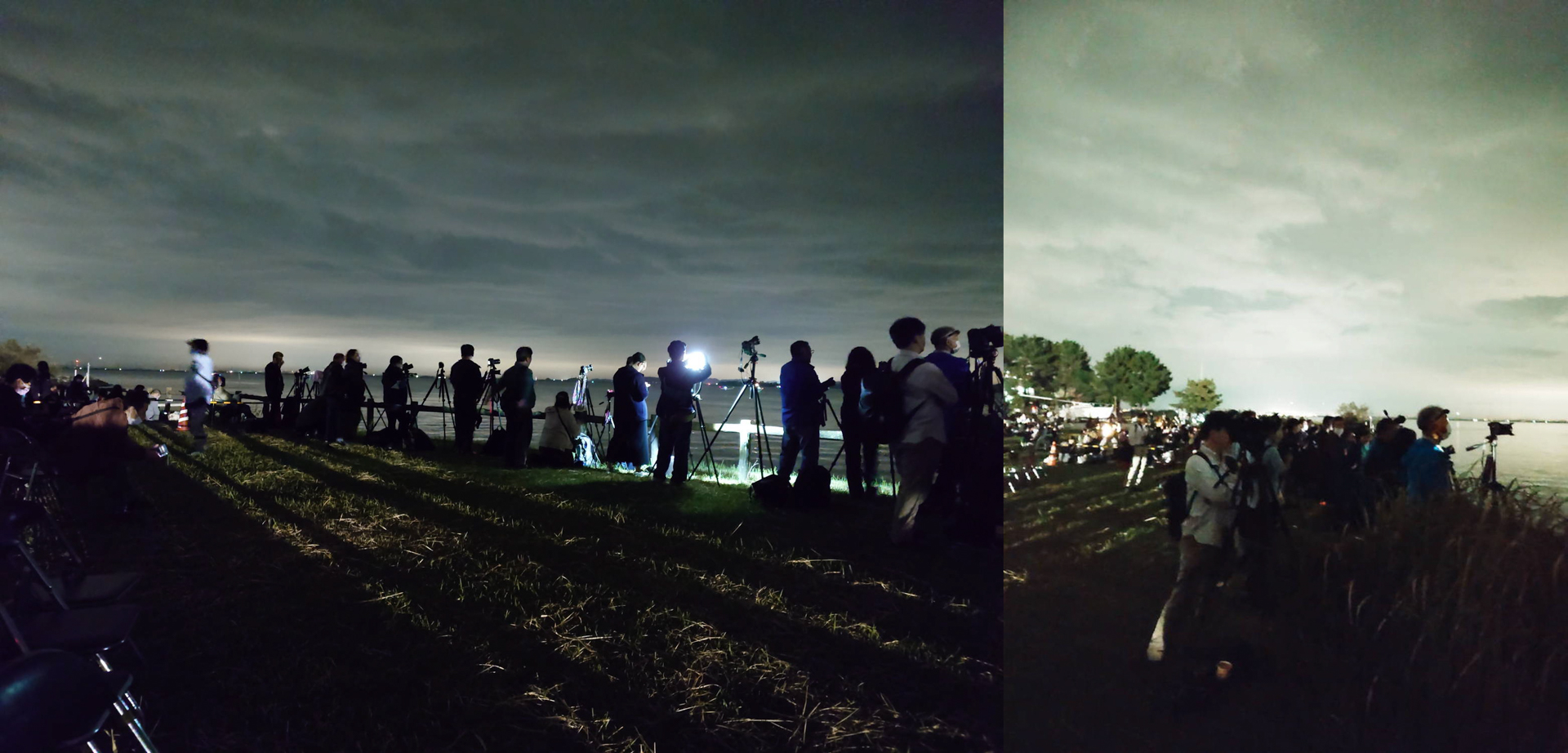 参加者の皆さんも各々三脚を立てスタンバイ