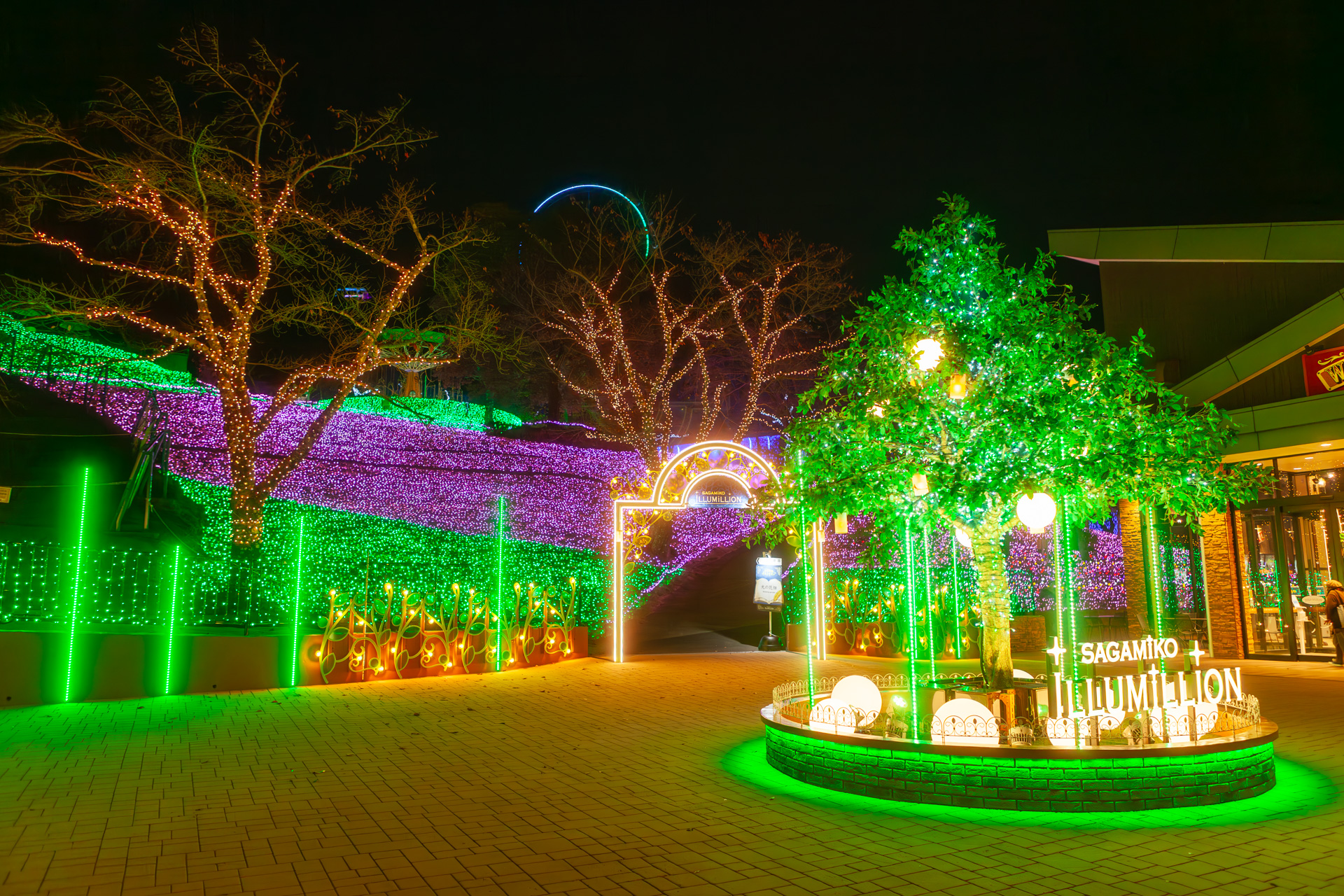 園内に入ってすぐの場所にある「ウェルカム広場」。奥に進むと「光の花畑」が広がる