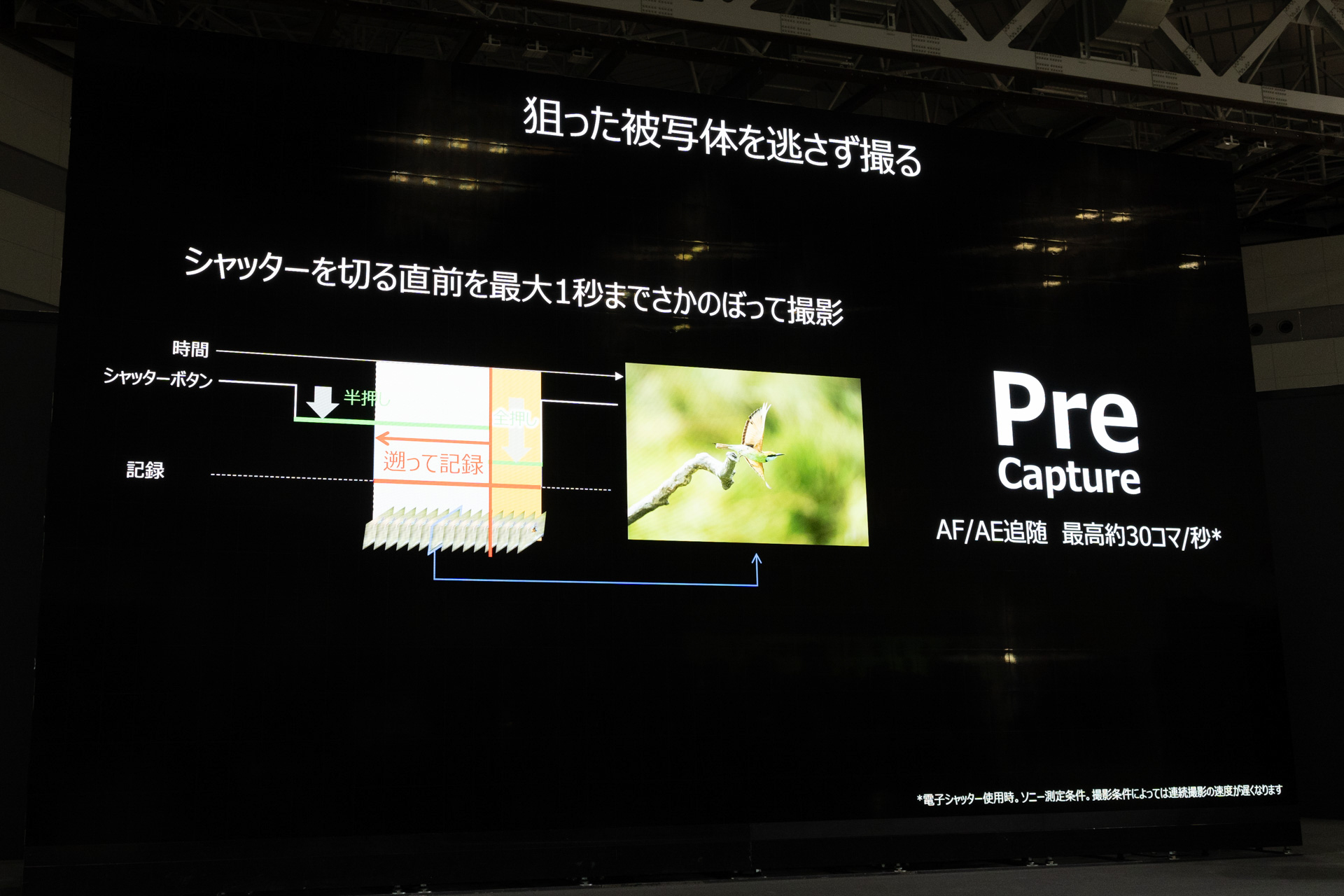 シャッターを切る前のシーンを記録できるプリ撮影機能も搭載