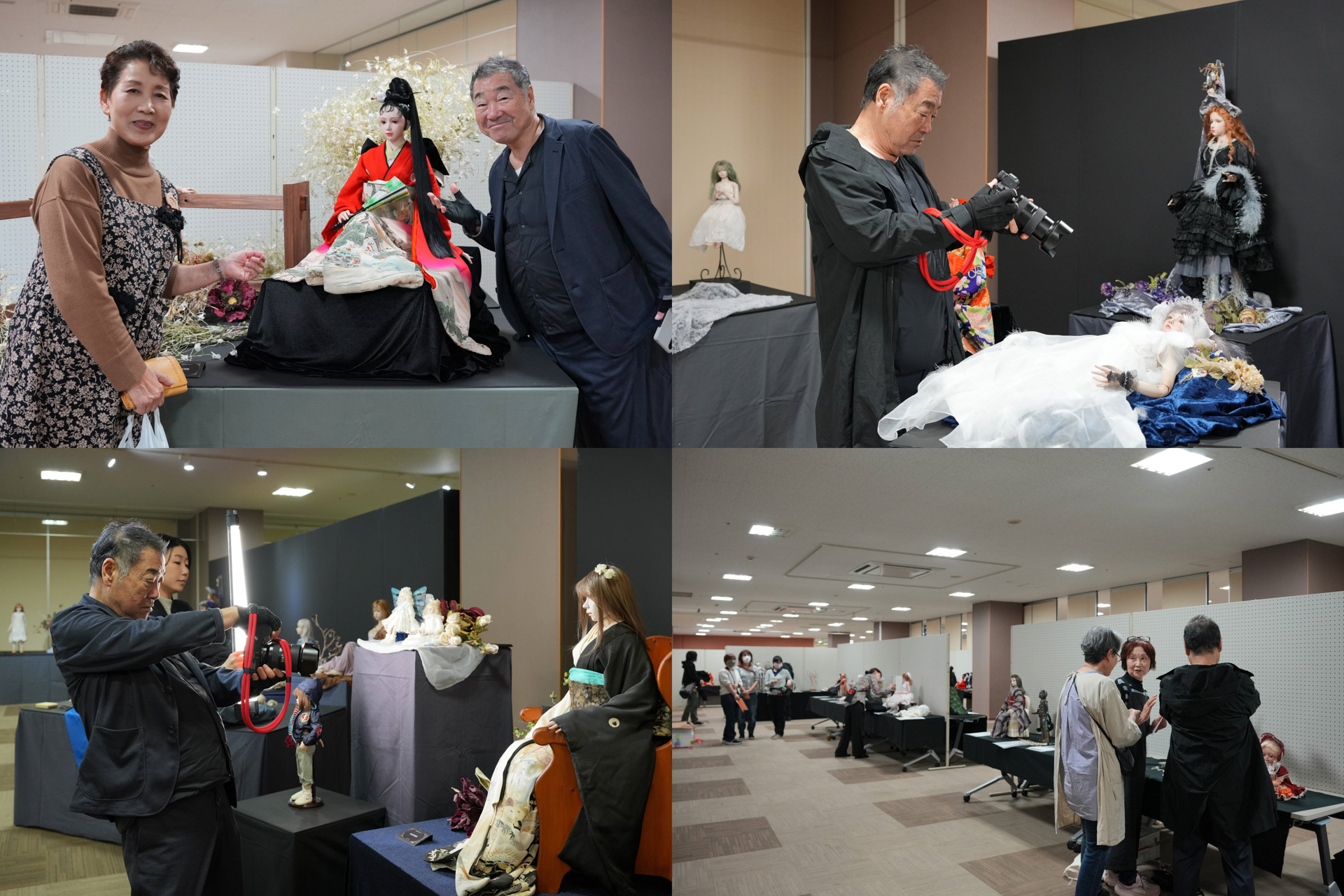 （左上）由里姉と（右上）あだち杏さんの作品を撮影（左下）時にLEDライトを使用（右下）コンクールに出展された作品たち