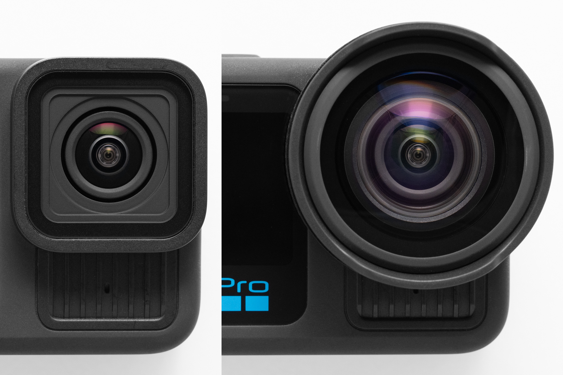 左は標準レンズ、右はマクロレンズモッドを装着した本体。最短11センチメートルから75センチメートルの範囲にピントを合わせて撮影できるようになる