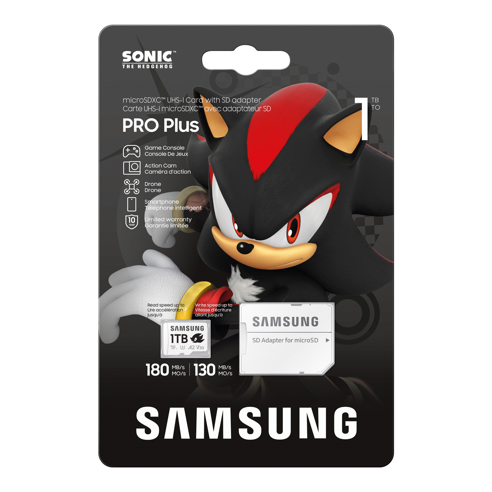 最大容量の1TBにはルシャドウ・ザ・ヘッジホッグ（通称：シャドウ）が