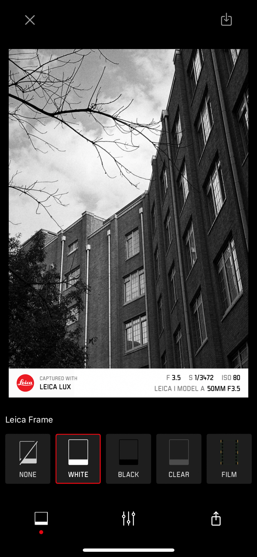 撮影画面にフレームをつけて書き出せる