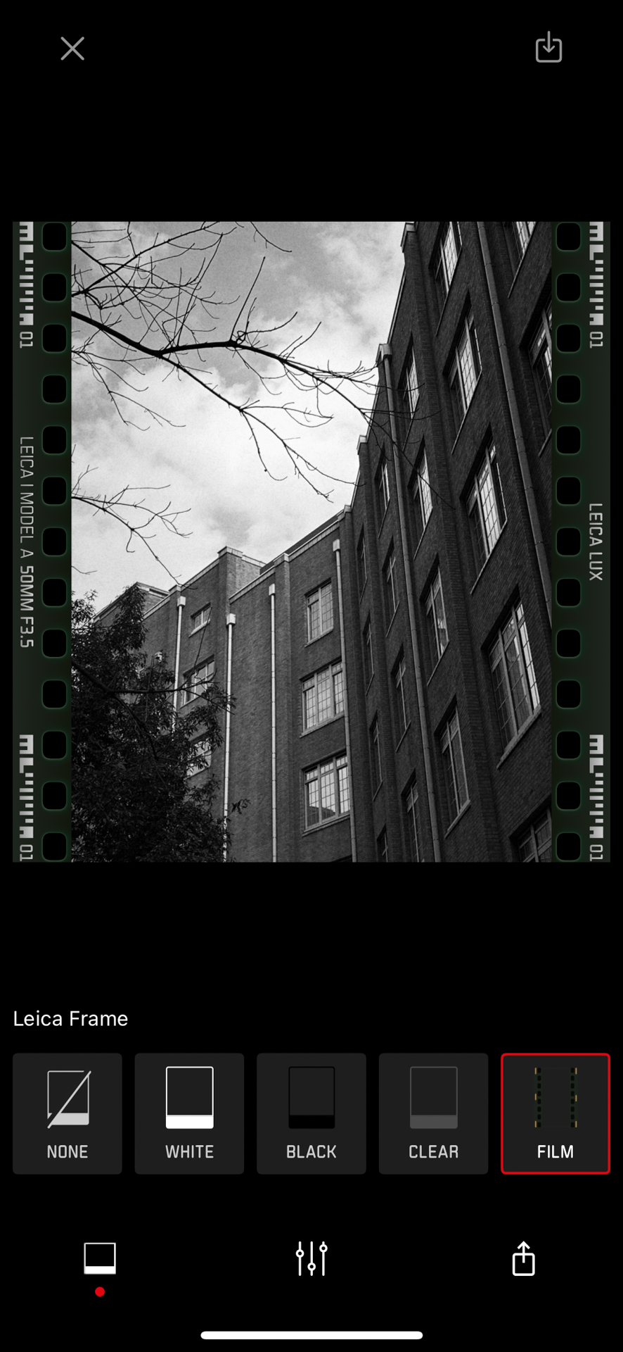 撮影画面にフレームをつけて書き出せる