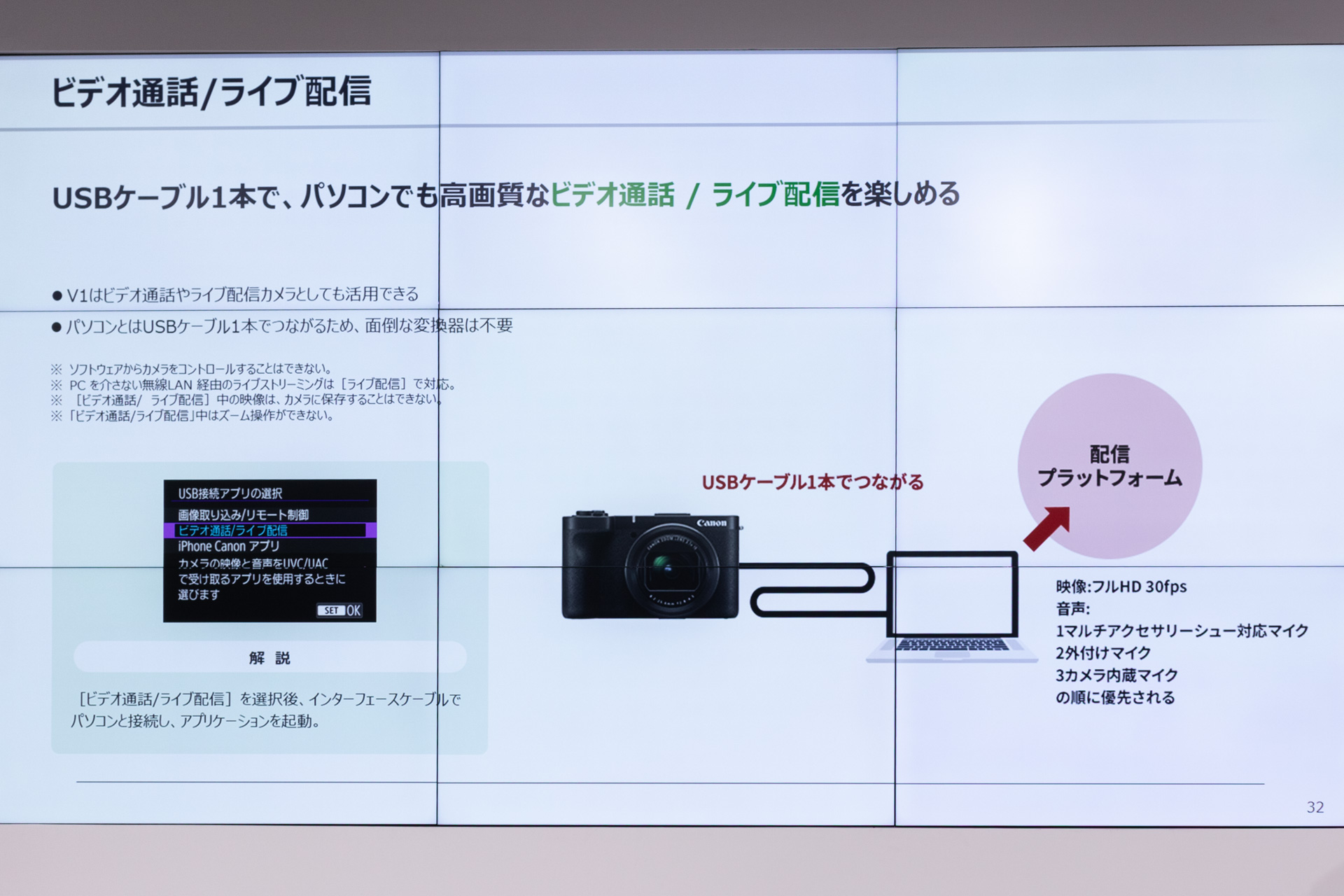 USBとPCを直結してのライブ配信も可能
