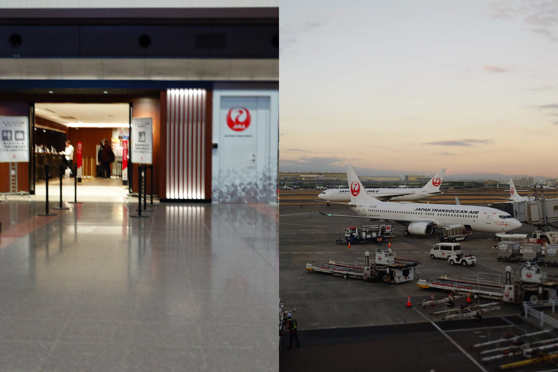 JALグローバルクラブカウンターと機体