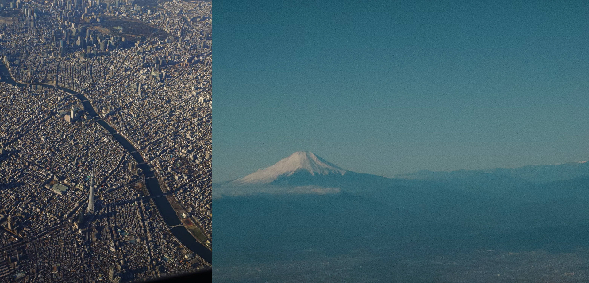 東京上空を飛ぶと必ず富士山が見えるが、今回は帯広行きなので少し振り向きながら撮った1枚。これはこれでとても気に入っている