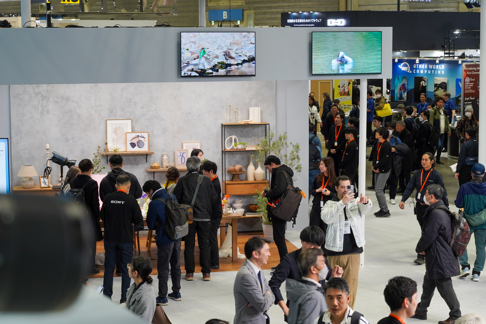 望遠コーナーからの眺め。ディスプレイの中で動く野鳥を被写体にできる