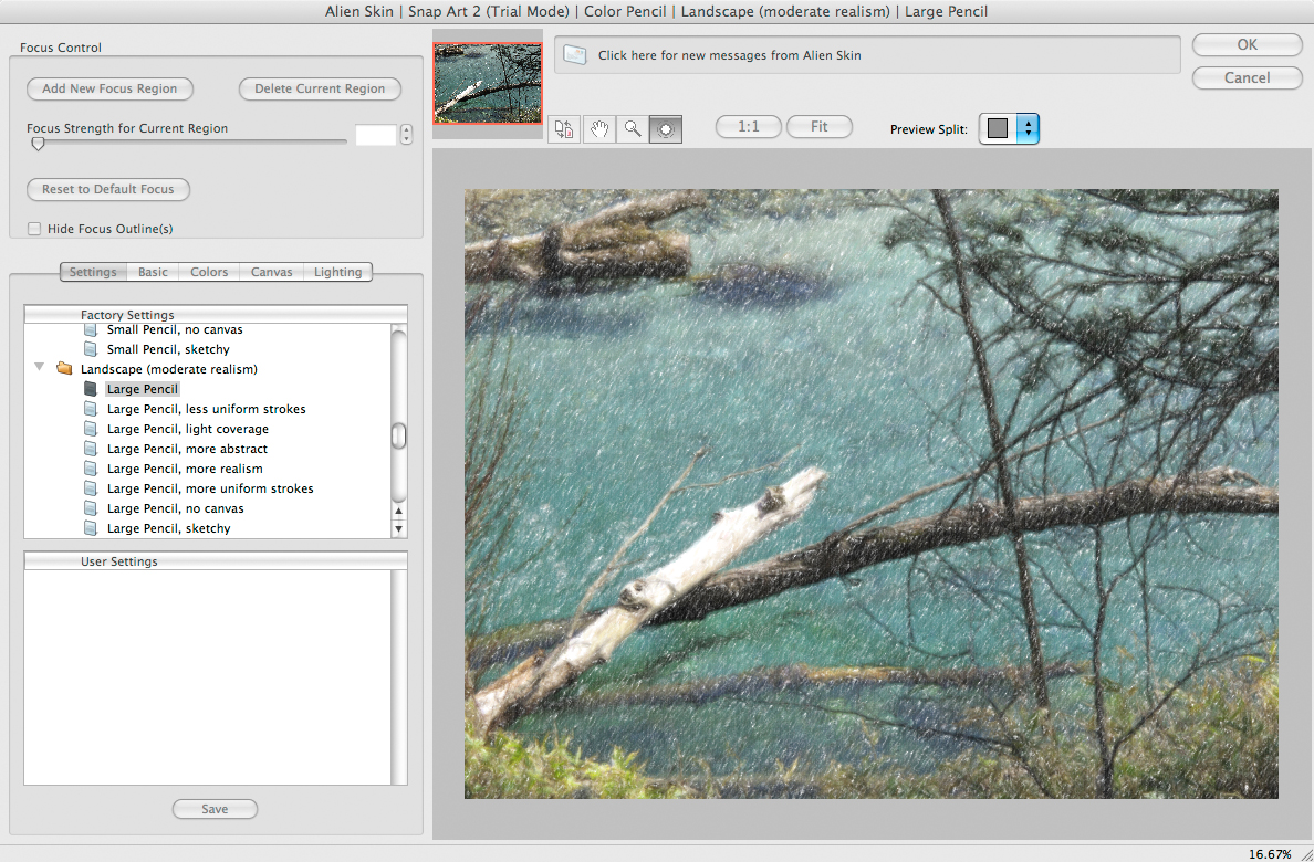 <b>Snap Art2で、LandscapeのLarge Pencilプリセットを適用したところ</b>