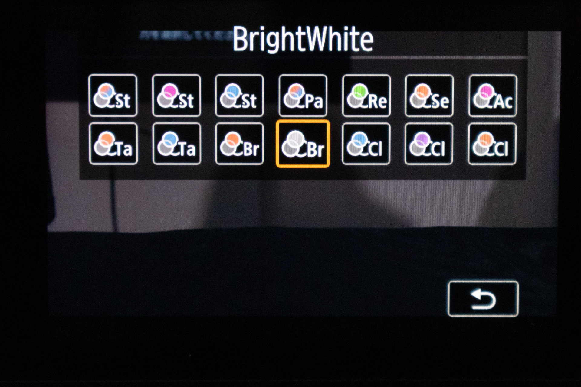 Color Filterの選択画面