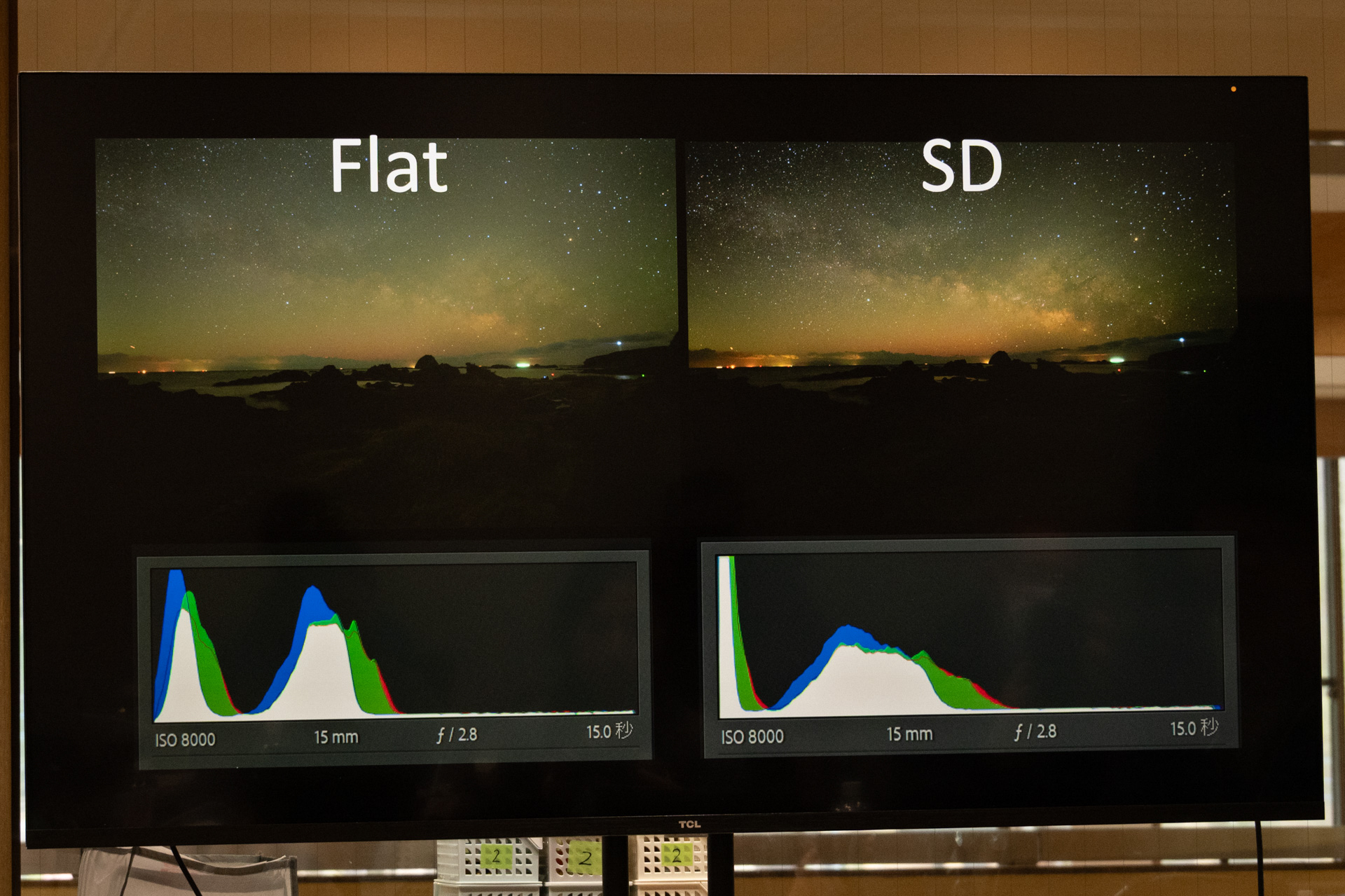 ピクチャーコントロールは黒ツブレが置きにくいFlatが良いとのこと