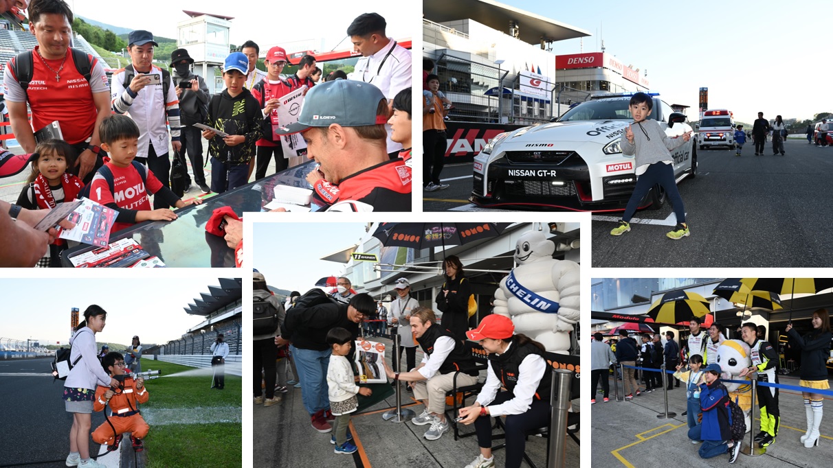 子ども向けの「GTキッズウォーク」。参加無料でSUPER GTドライバーやチーム監督に会える。保護者同伴での参加となる