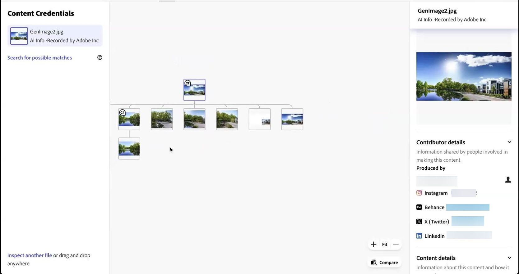生成AIと複数の画像を組み合わせて制作した画像のコンテンツクレデンシャル。編集とアクティビティを登録すれば、どのような作業をしたのかも分かる
