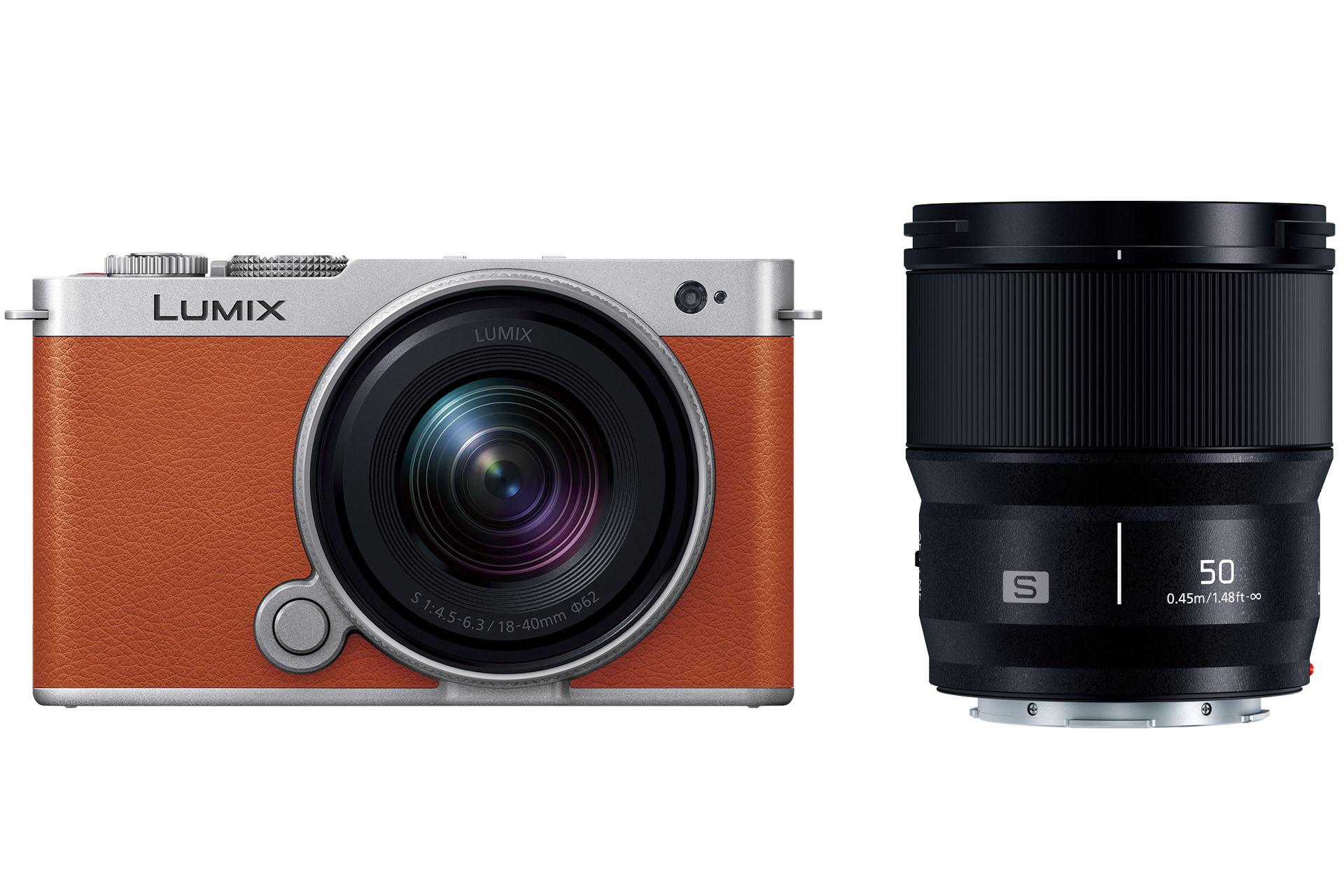 キャメルオレンジ。LUMIX S 50mm F1.8はブラックが同梱