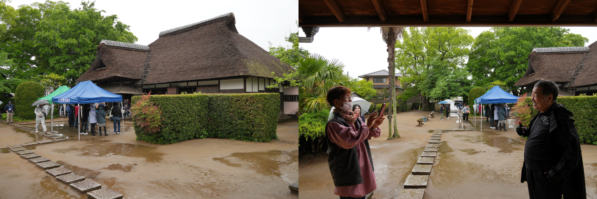 濡れた地面を大人数で歩くと地面がぐちゃぐちゃになる可能性があるため管理されている方にご挨拶。「お気になさらずどうぞ」と快く受け入れていただけた