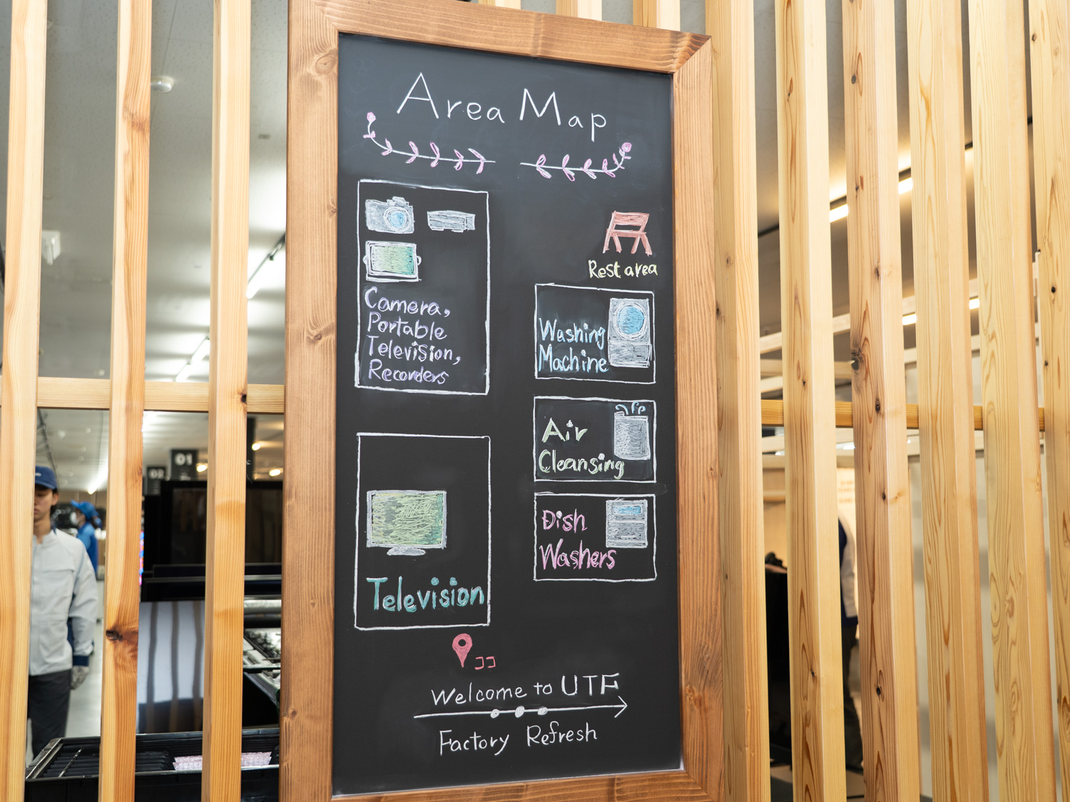 リファービッシュ工程エリアは白物家電と黒物家電で2分されている