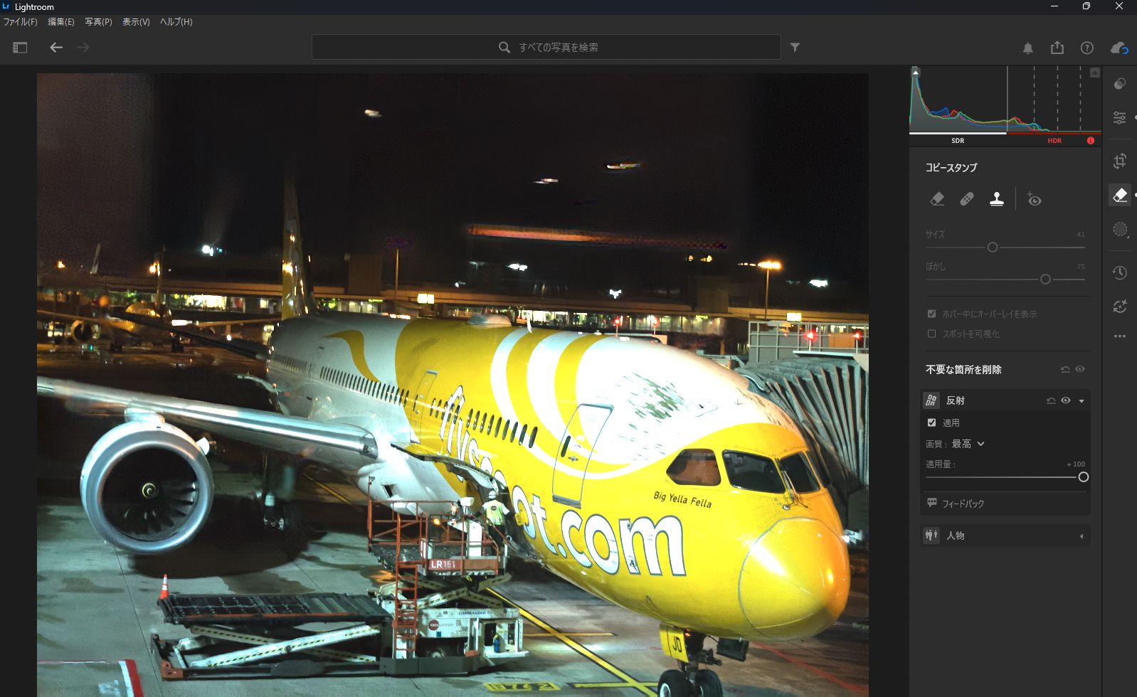 デスクトップ版で反射の除去を実行したところ。かなり精度よく除去してくれている