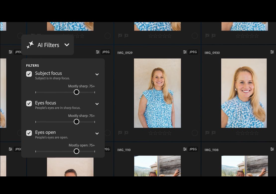 ピントや目が閉じていないかといったフィルタリングが可能