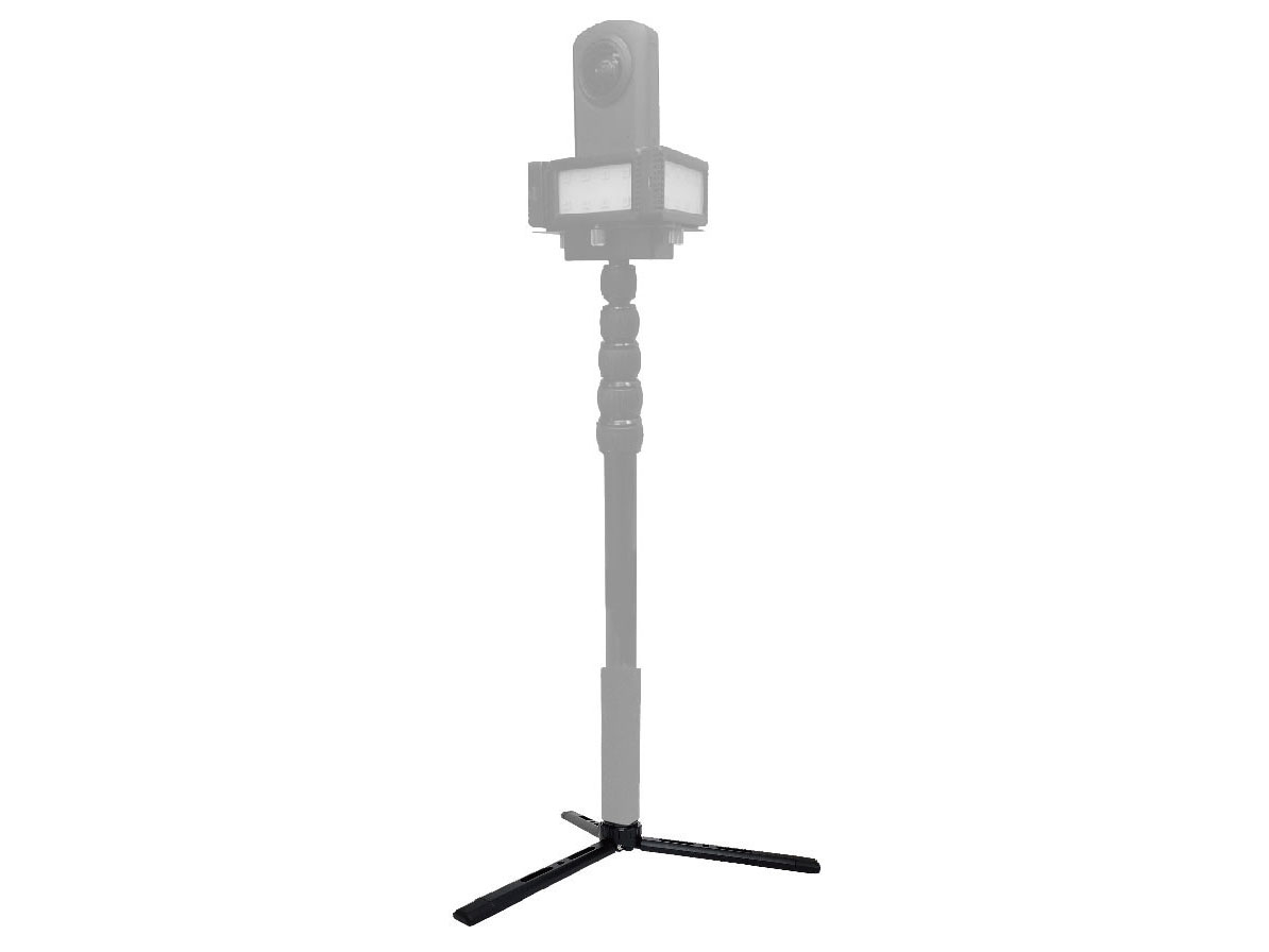 「RICOH THETA用ライトセット」同梱のジョイント棒との組み合わせ例