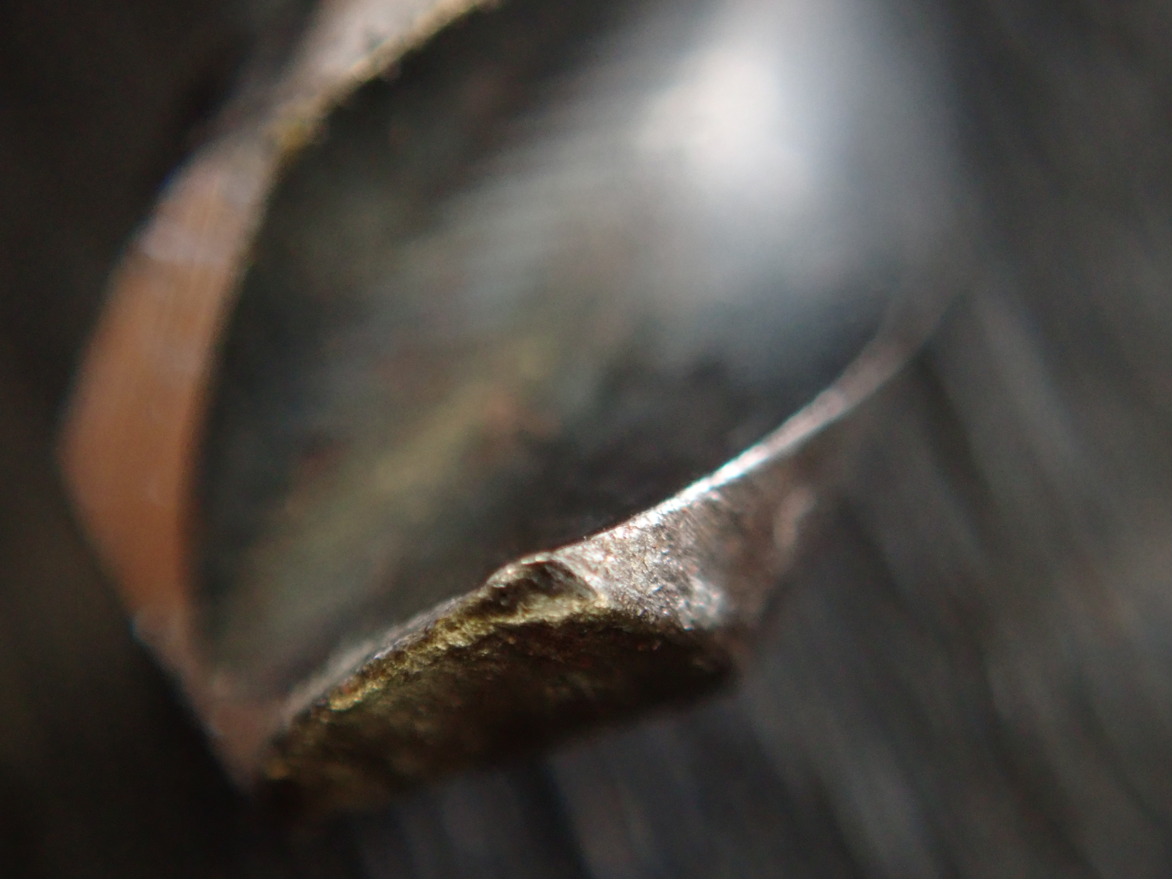 ドリルの刃先を顕微鏡モードでチェック。このあと刃先を研ぎました