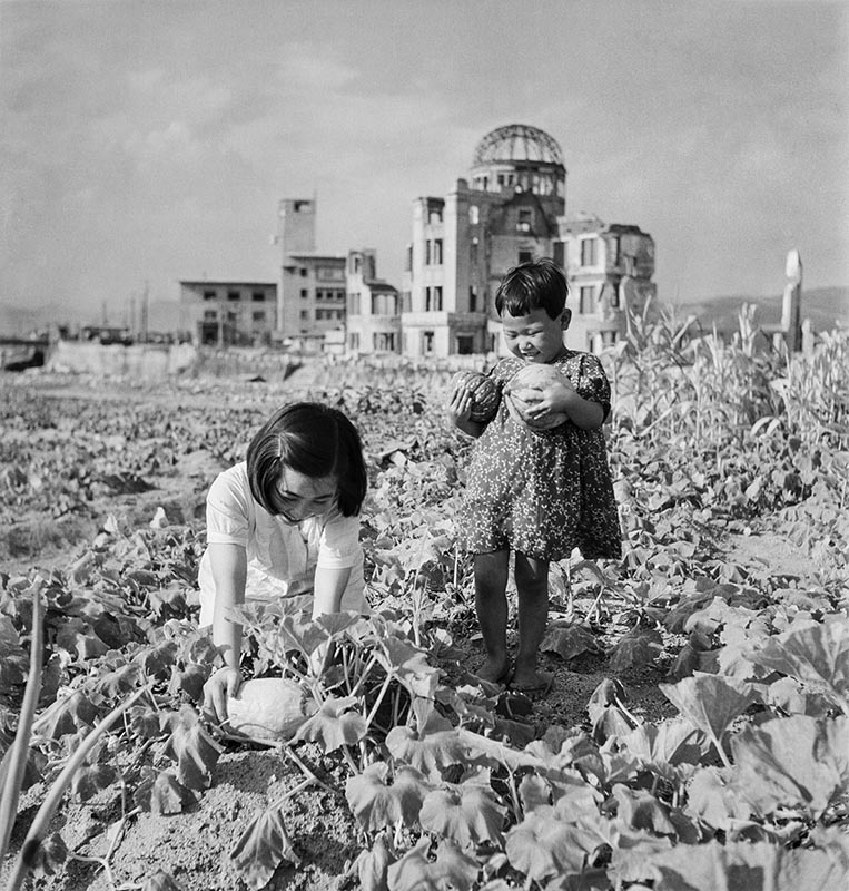 撮影者：吉田潤<br>撮影年：1947年<br>撮影地：広島県<br>タイトル：二年後、爆心地中島にも野菜の収穫がもたらされる<br>所蔵：日本写真保存センター