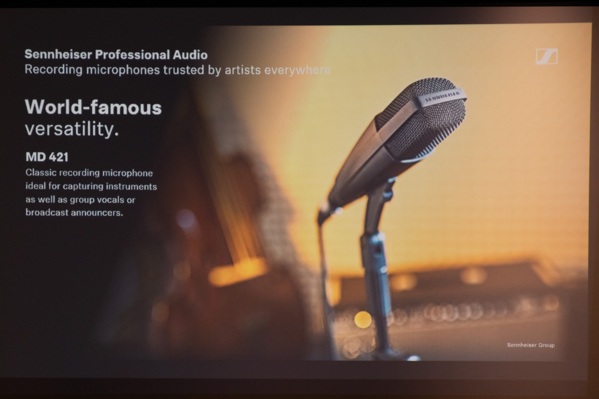 MD 421は1960年の発売。今日まで楽器やボーカル、アナウンスなどの収録に活用さているそうだ