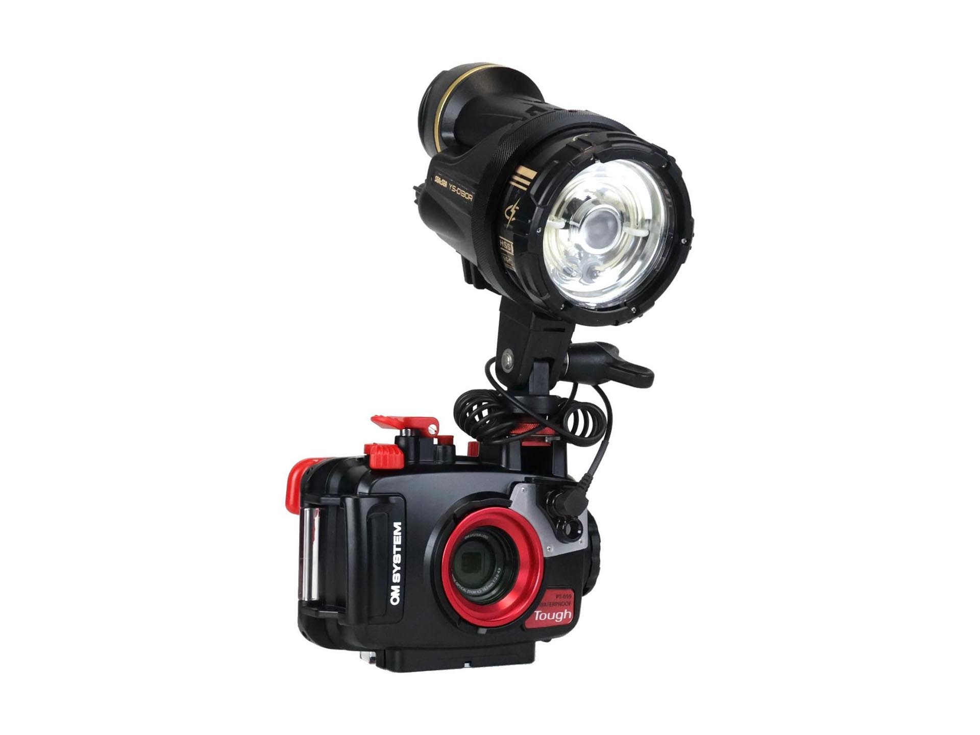 Tough TG-7専用防水プロテクターPT-059にYS-D130Rを装着