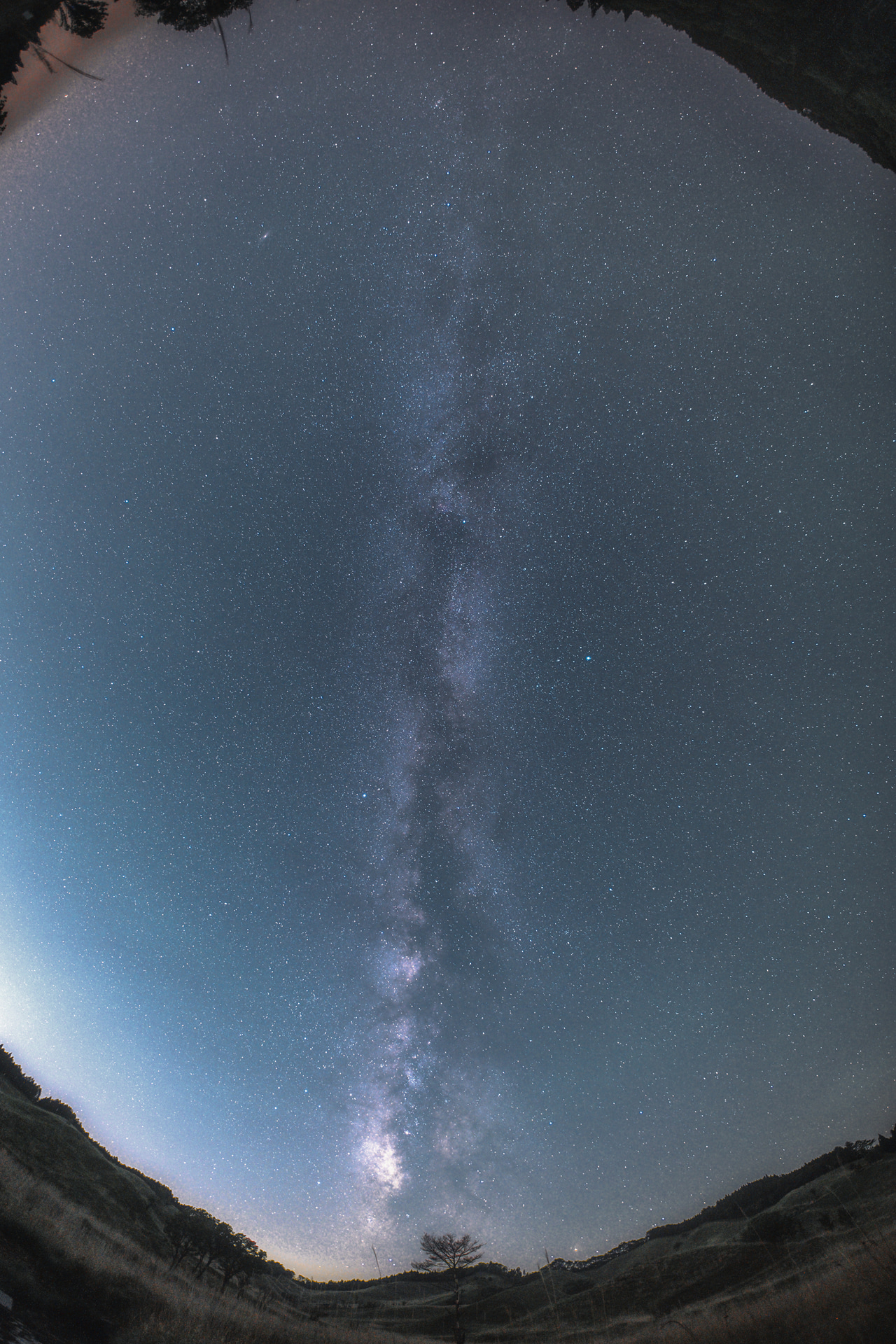 レンズを真上に向けて地平からかかる天の川を写し出した。F2.8の開放絞りで立ち昇る夏の天の川をはっきりと浮かび上がらせた<br><span class="fnt-85">ソニー α7R V／10mm／マニュアル露出（F2.8、15秒）／ISO 6400／WB：オート</span>