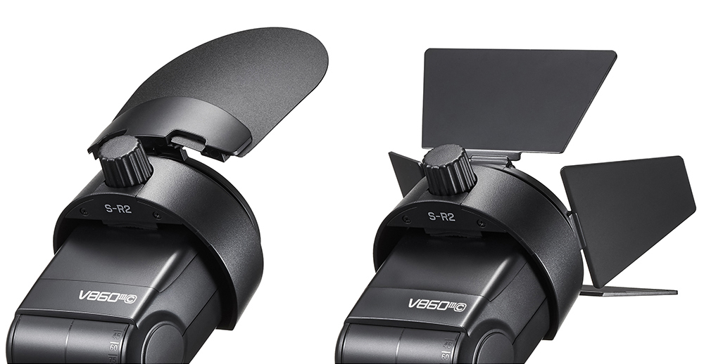 バウンスカードとバーンドアの装着例