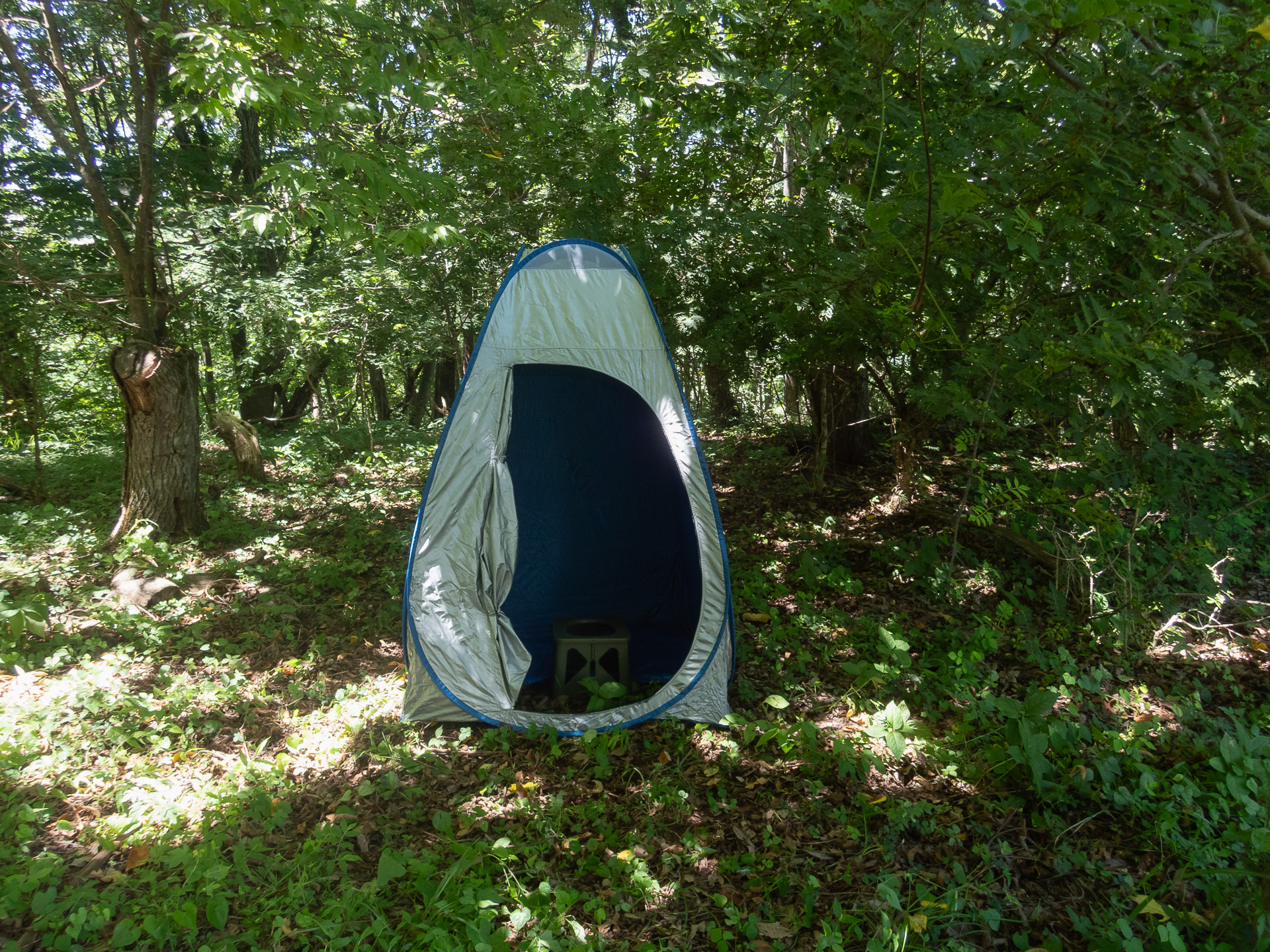 誰も来ない森の中のトイレ。完全なるそして開放されたプライベート空間だ（笑）