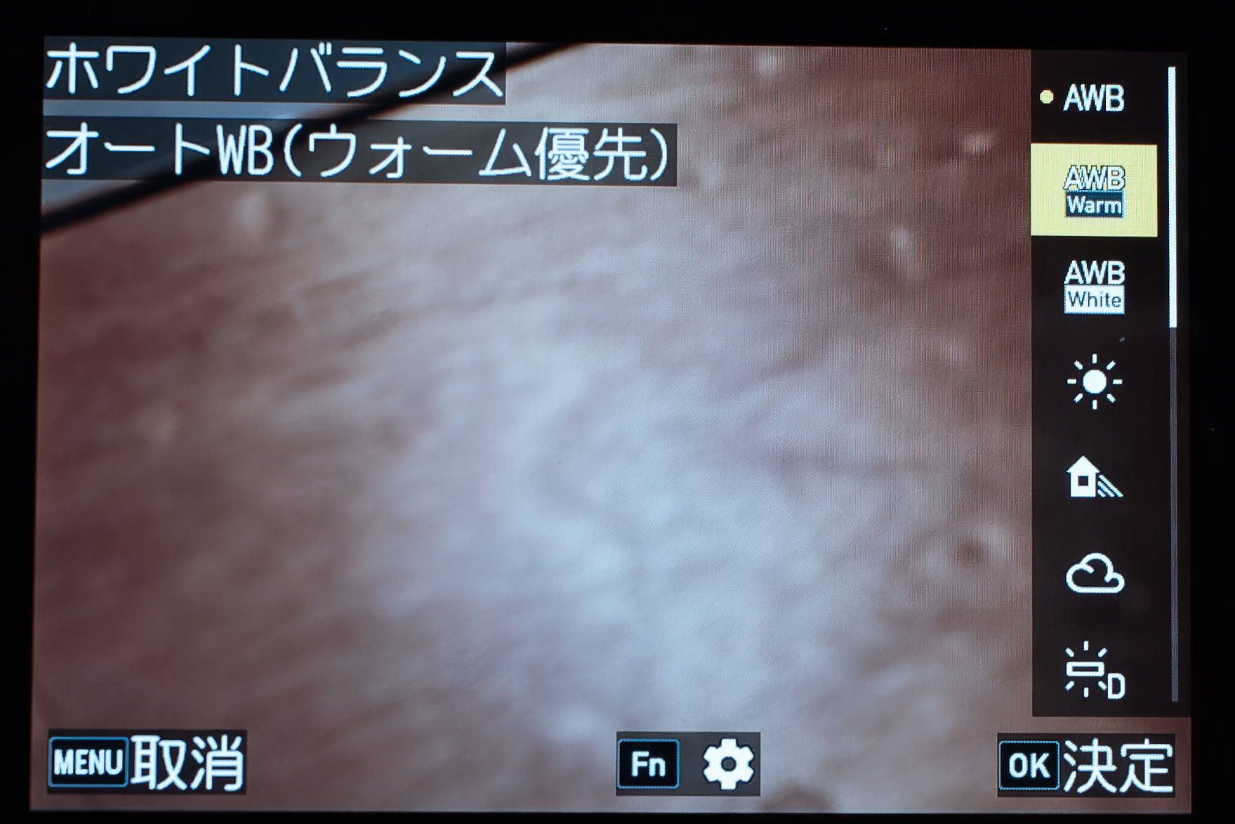 人工光源色の補正度合いを、WBメニューから素早く選べるようになった