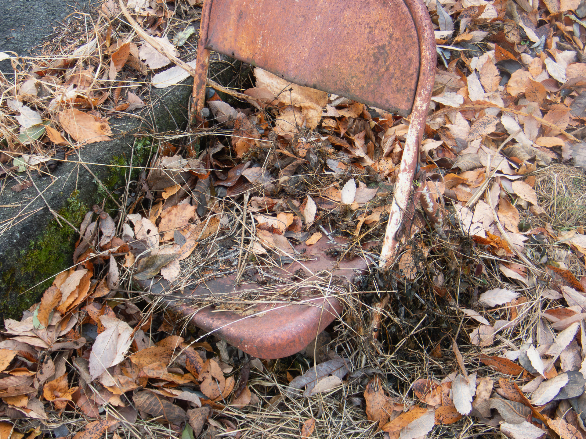 20年風雨にさらされた鉄のパイプ椅子