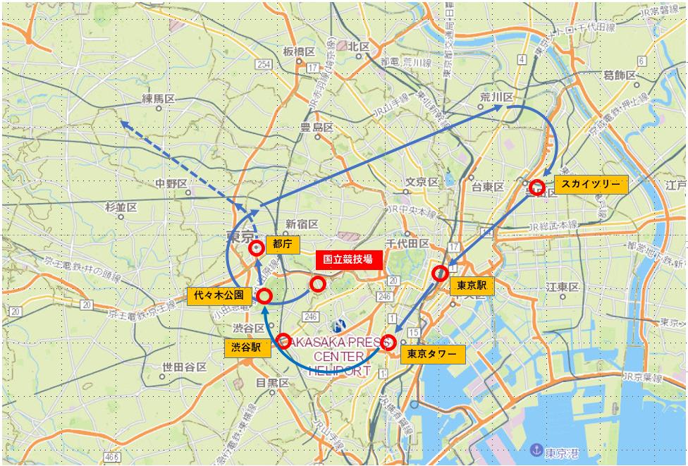 飛行ルート（提供：航空自衛隊）