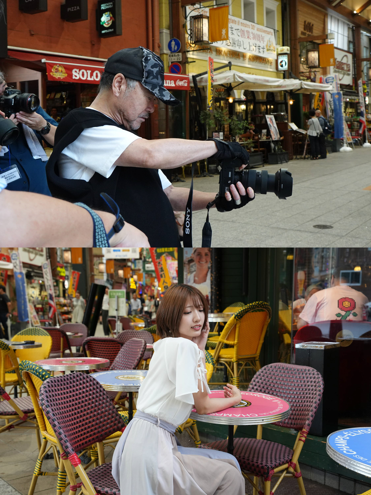 雰囲気のいいカフェの屋外席で